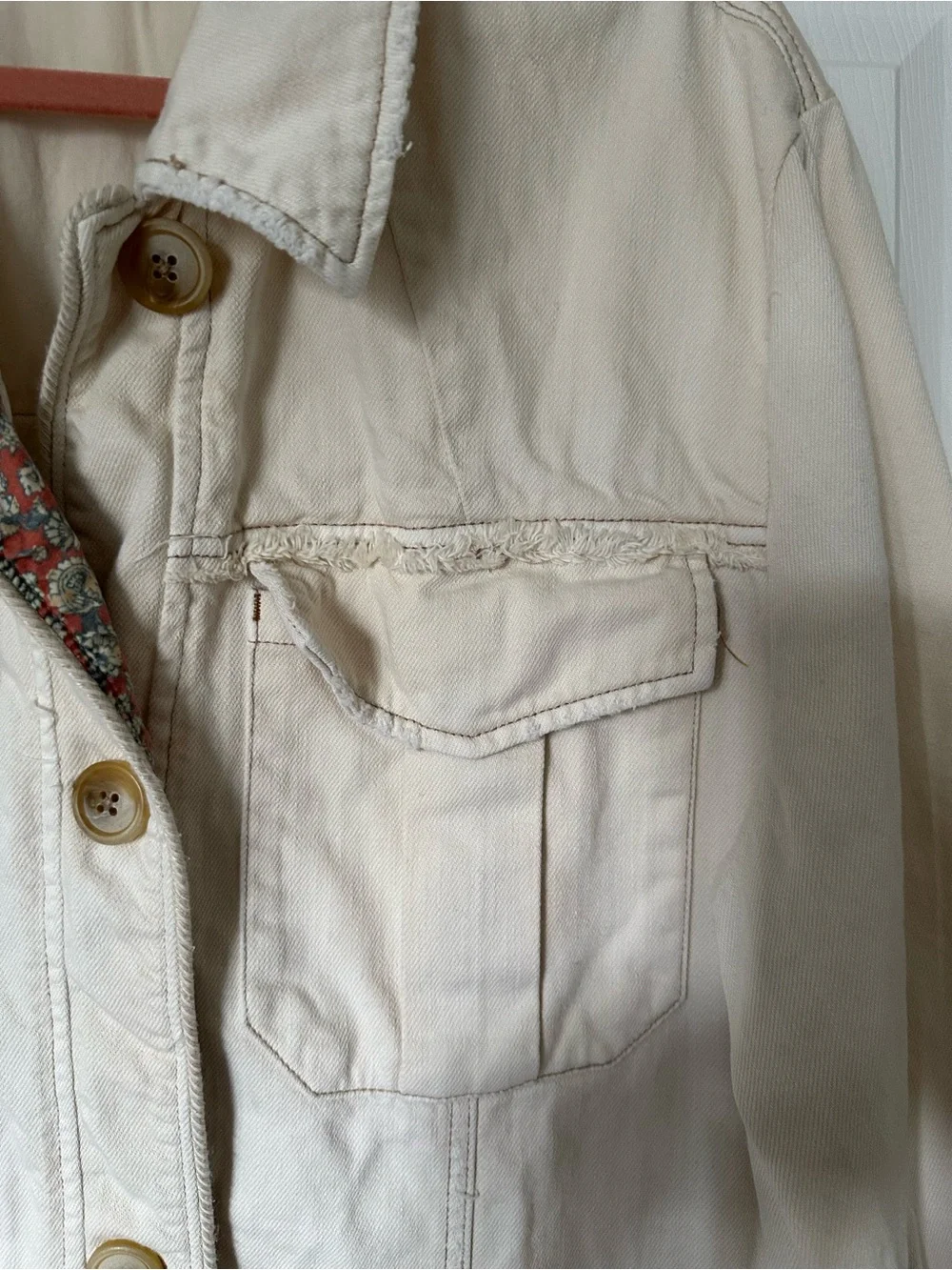 Free People Cream Utility Jacket with Button Front - Picture 4 of 16